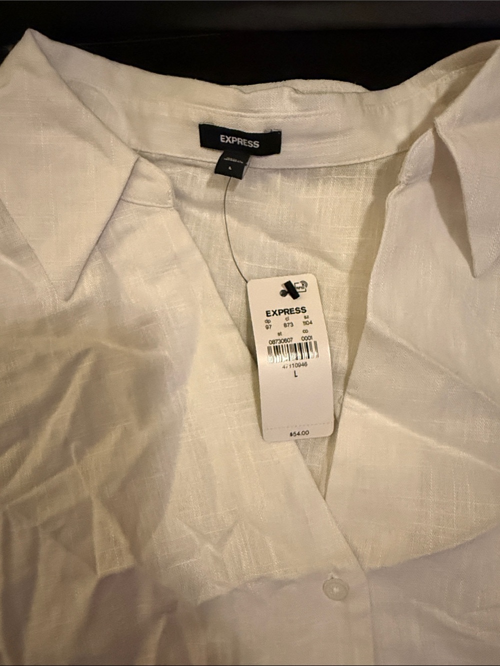Express White Linen Collared Button Shirt sleeveless